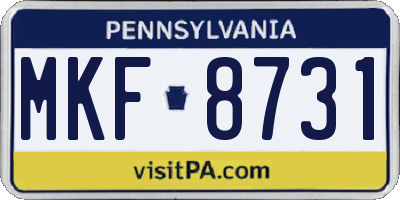 PA license plate MKF8731