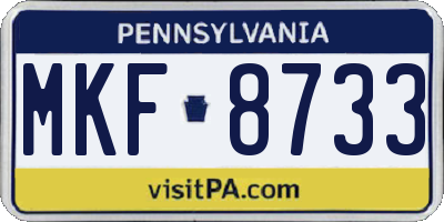 PA license plate MKF8733
