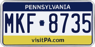 PA license plate MKF8735