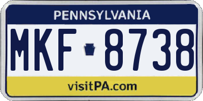 PA license plate MKF8738
