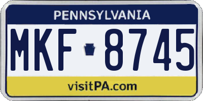 PA license plate MKF8745