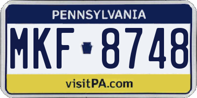PA license plate MKF8748