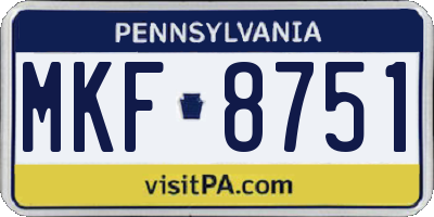 PA license plate MKF8751