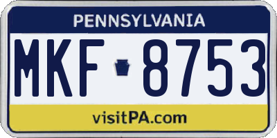 PA license plate MKF8753