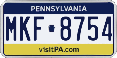 PA license plate MKF8754