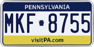 PA license plate MKF8755