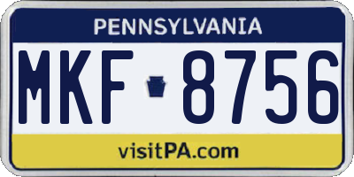 PA license plate MKF8756