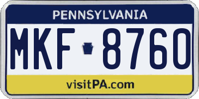 PA license plate MKF8760