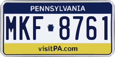 PA license plate MKF8761