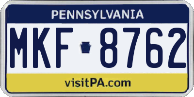 PA license plate MKF8762