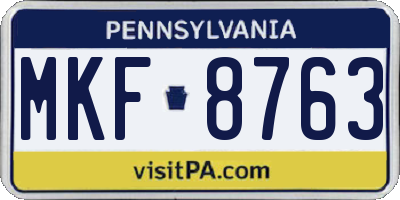 PA license plate MKF8763