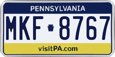 PA license plate MKF8767
