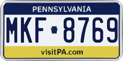PA license plate MKF8769