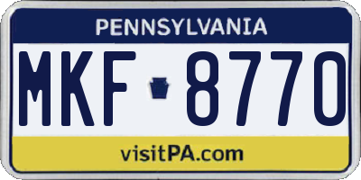 PA license plate MKF8770