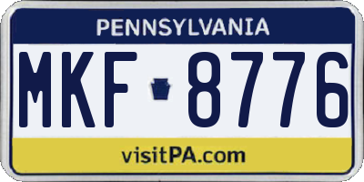 PA license plate MKF8776