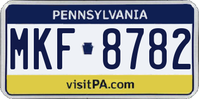PA license plate MKF8782