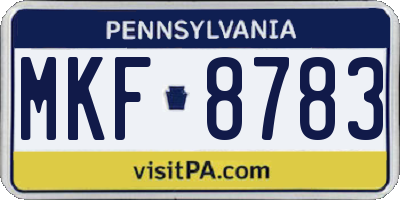 PA license plate MKF8783