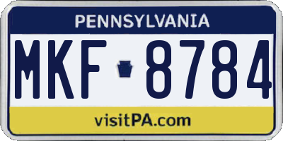 PA license plate MKF8784