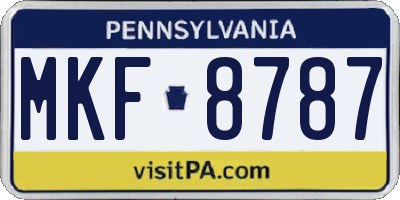 PA license plate MKF8787
