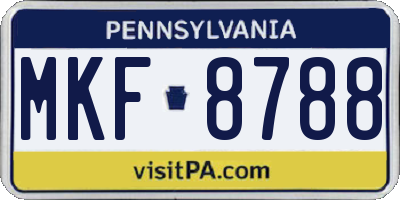 PA license plate MKF8788