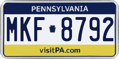 PA license plate MKF8792