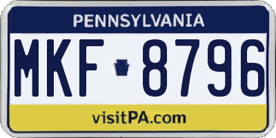 PA license plate MKF8796