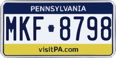 PA license plate MKF8798