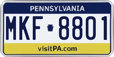 PA license plate MKF8801
