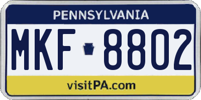 PA license plate MKF8802