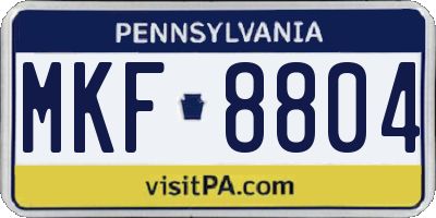 PA license plate MKF8804