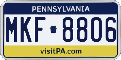 PA license plate MKF8806