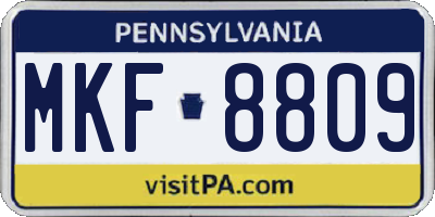 PA license plate MKF8809
