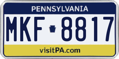 PA license plate MKF8817