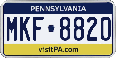 PA license plate MKF8820