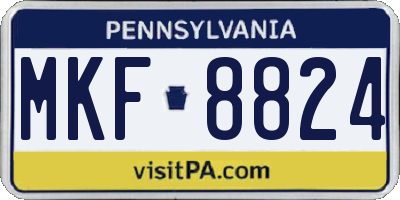 PA license plate MKF8824