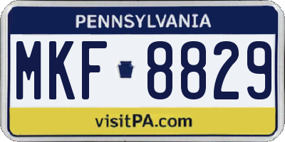 PA license plate MKF8829