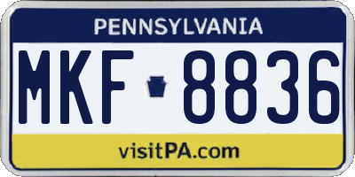 PA license plate MKF8836