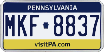 PA license plate MKF8837