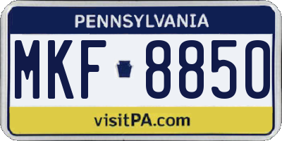 PA license plate MKF8850