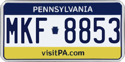 PA license plate MKF8853