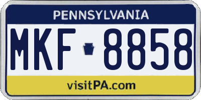 PA license plate MKF8858