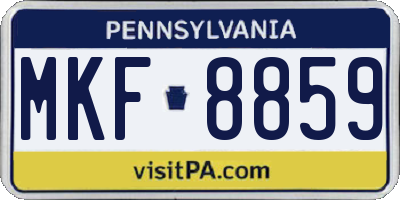 PA license plate MKF8859