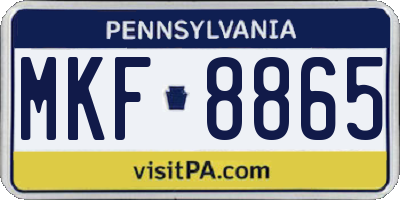 PA license plate MKF8865