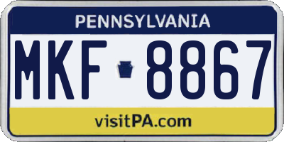 PA license plate MKF8867