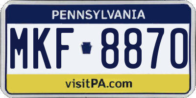 PA license plate MKF8870