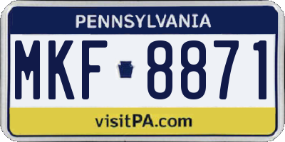 PA license plate MKF8871