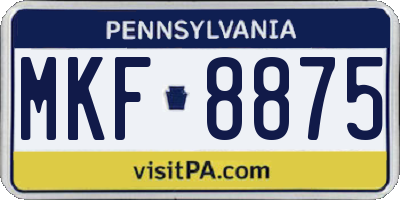 PA license plate MKF8875