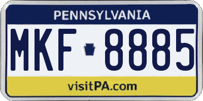 PA license plate MKF8885
