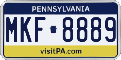 PA license plate MKF8889