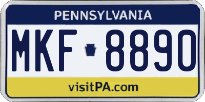 PA license plate MKF8890
